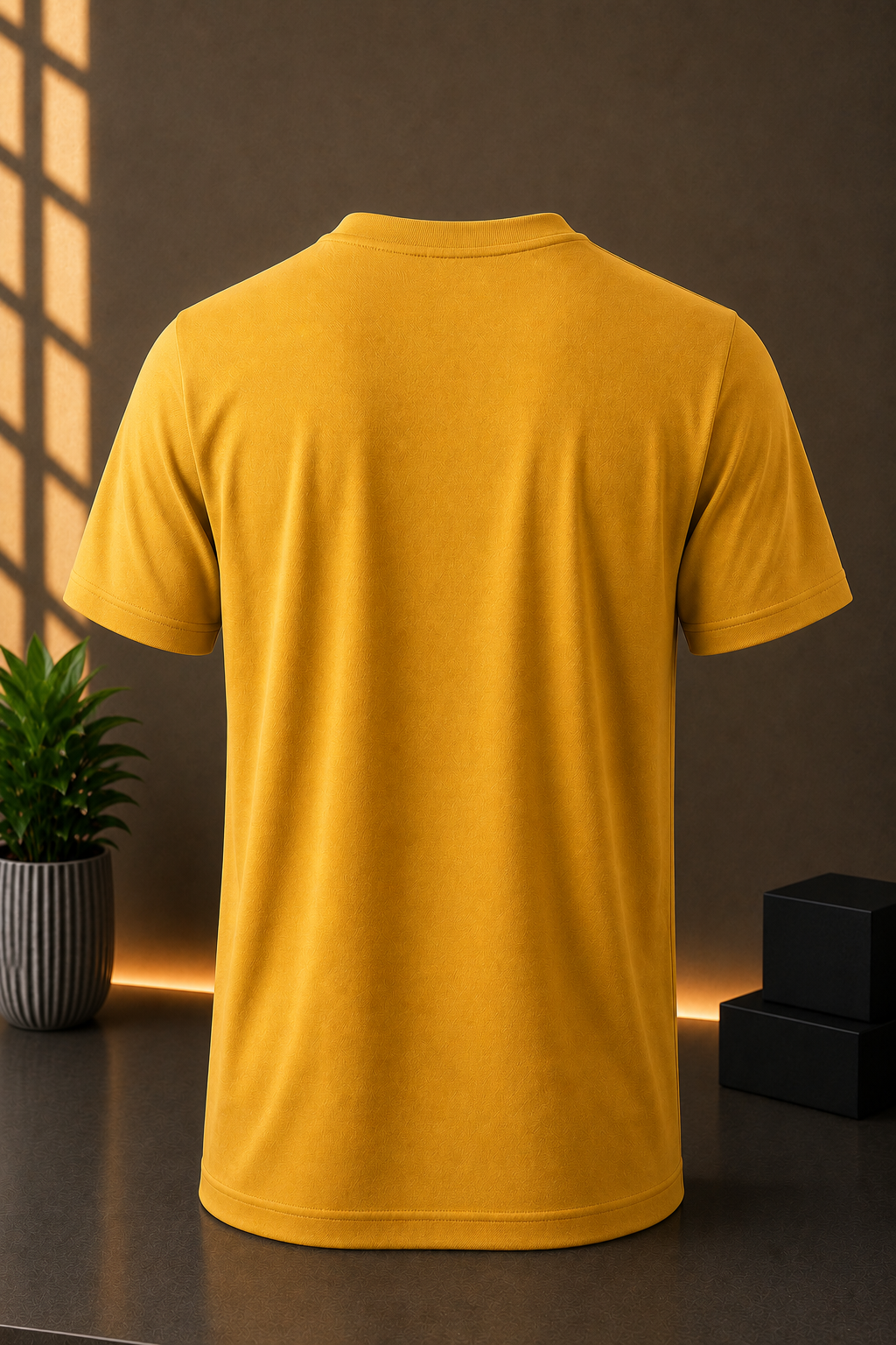 STAYBLANK - Mustard Yellow DotKnit Dryfit Sports T-shirt