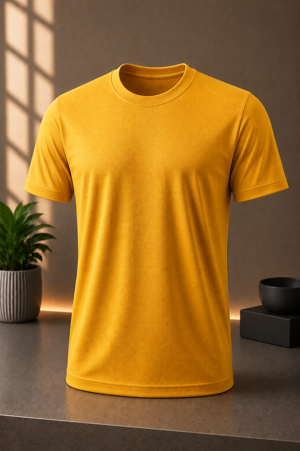 STAYBLANK - Mustard Yellow DotKnit Dryfit Sports T-shirt