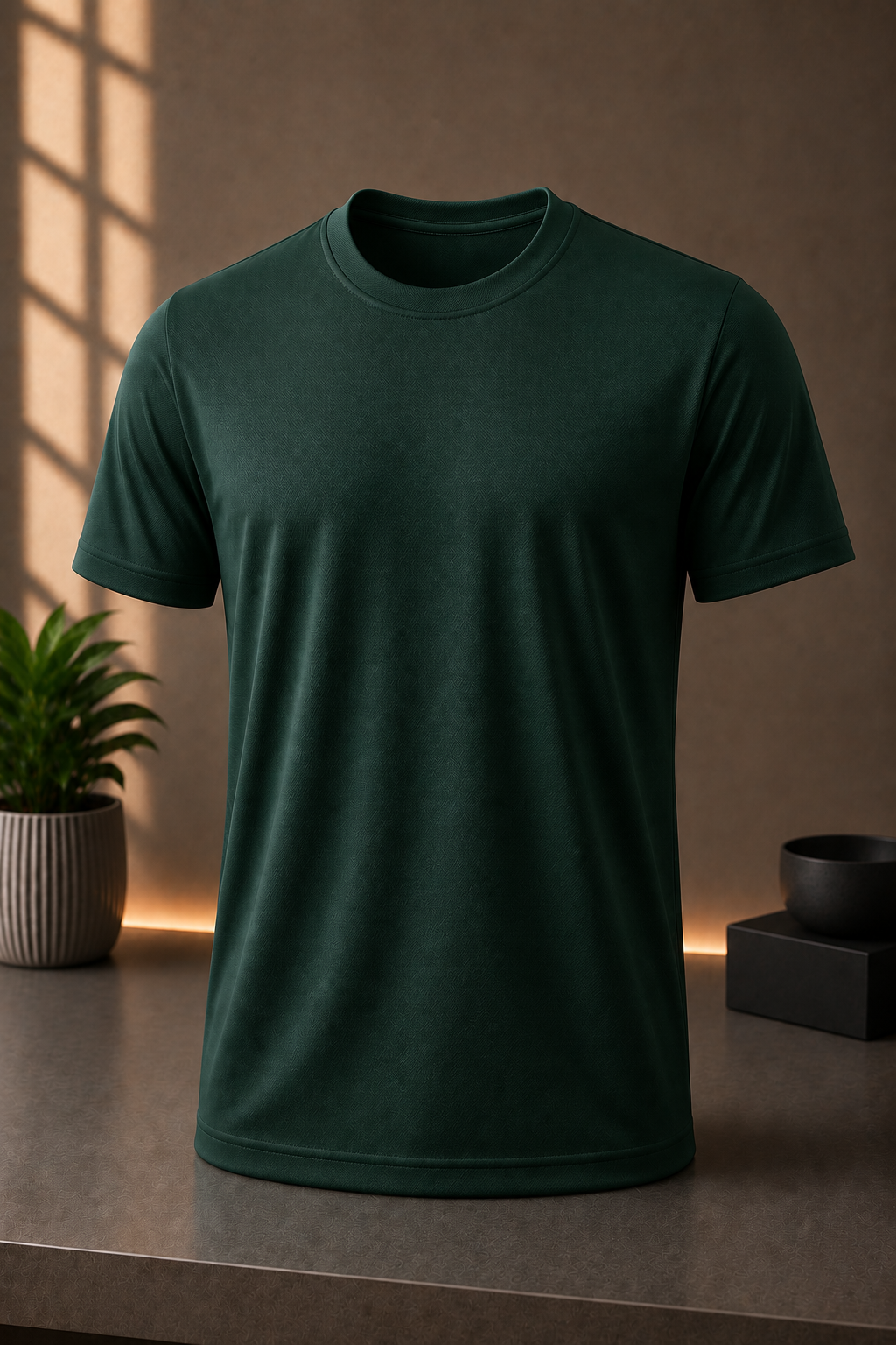 STAYBLANK - Dark Green DotKnit Dryfit Sports T-shirt