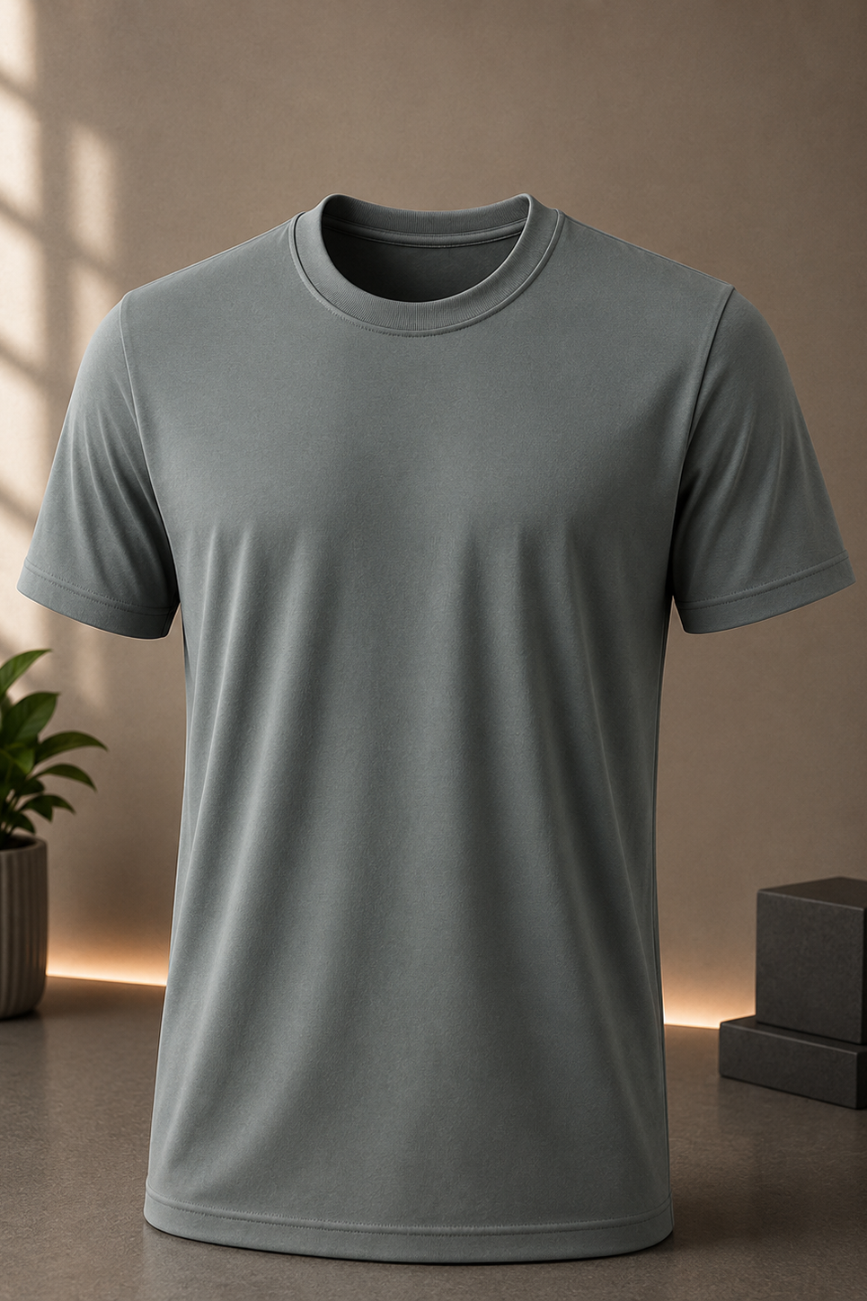 STAYBLANK - Grey DotKnit Dryfit Sports T-shirt