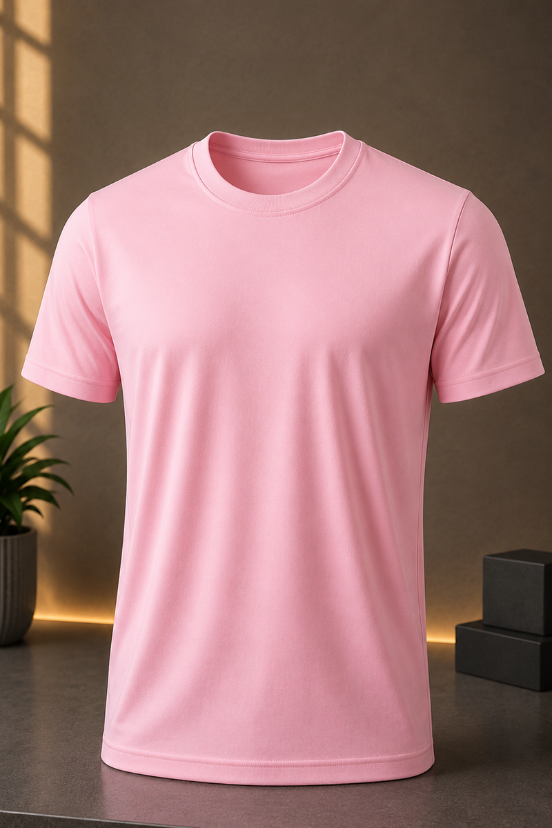 STAYBLANK - Baby Pink DotKnit Dryfit Sports T-shirt